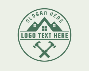 Roofer - Green Hammer Roofing logo design