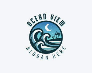 Beach Waves Island logo design