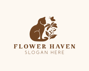 Cat Flower Butterfly logo design