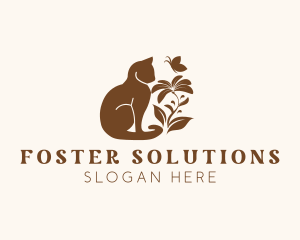 Cat Flower Butterfly logo design