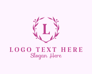 Feminine Ornamental Wreath Cosmetics Logo