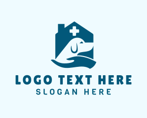 Pet Care - Dog House Veterinary Hand logo design