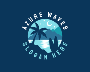 Lagoon - Night Beach Palm Tree logo design