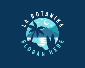 Beach - Night Beach Palm Tree logo design