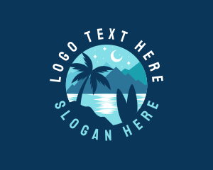 Night Beach Palm Tree Logo