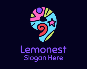 Colorful Shapes Number 9 Logo