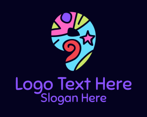 Nine - Colorful Shapes Number 9 logo design