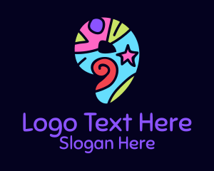 Colorful Shapes Number 9 Logo