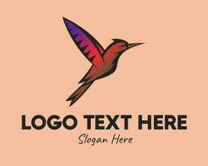 Low Poly - Gradient Hummingbird Flying logo design