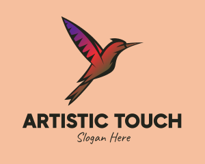 Gradient Hummingbird Flying logo design