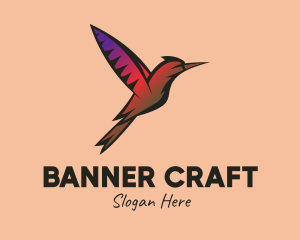 Gradient Hummingbird Flying logo design