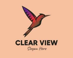 Gradient Hummingbird Flying logo design