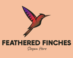 Gradient Hummingbird Flying logo design