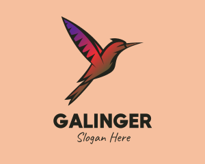 Aviary - Gradient Hummingbird Flying logo design
