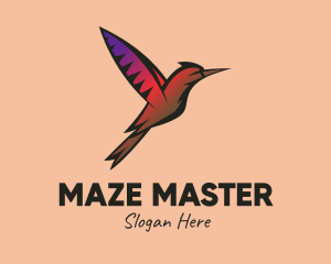 Gradient Hummingbird Flying logo design