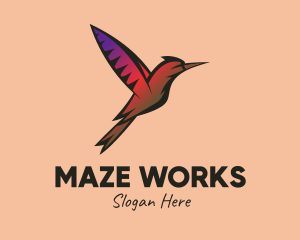 Gradient Hummingbird Flying logo design