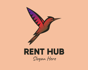 Gradient Hummingbird Flying logo design