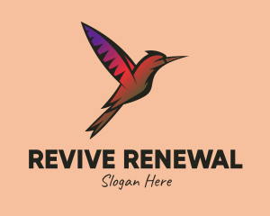 Gradient Hummingbird Flying logo design