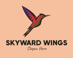 Flying - Gradient Hummingbird Flying logo design