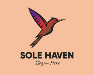 Gradient Hummingbird Flying logo design