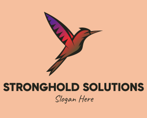 Gradient Hummingbird Flying logo design