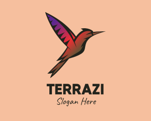 Gradient Hummingbird Flying logo design