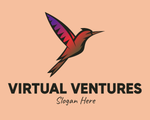 Gradient Hummingbird Flying logo design