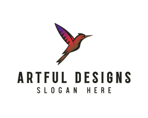 Gradient Hummingbird Flying logo design