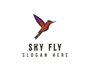 Gradient Hummingbird Flying logo design