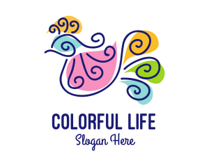 Vibrant - Colorful Peacock Bird logo design