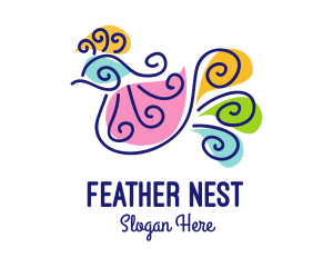 Colorful Peacock Bird logo design