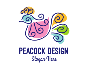 Peacock - Colorful Peacock Bird logo design