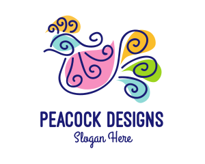 Peacock - Colorful Peacock Bird logo design