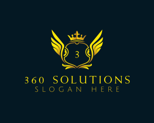 Elegant Crown Wing logo design