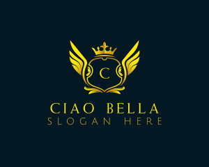 Elegant Crown Wing logo design