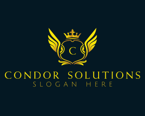 Elegant Crown Wing logo design