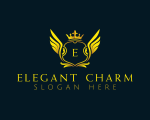 Elegant Crown Wing logo design