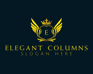 Elegant Crown Wing logo design