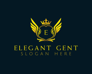 Elegant Crown Wing logo design