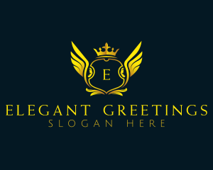 Elegant Crown Wing logo design