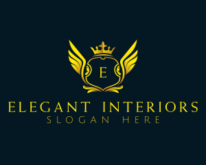 Elegant Crown Wing logo design