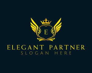 Elegant Crown Wing logo design