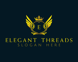 Elegant Crown Wing logo design