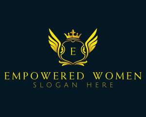 Elegant Crown Wing logo design