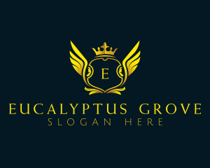 Elegant Crown Wing logo design