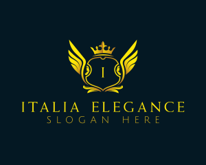 Elegant Crown Wing logo design