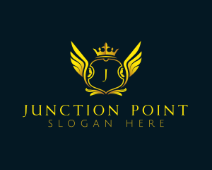 Elegant Crown Wing logo design