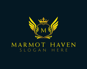 Elegant Crown Wing logo design