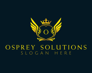 Elegant Crown Wing logo design