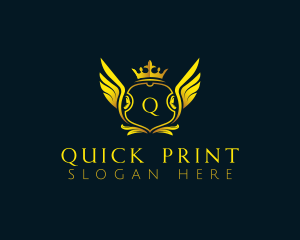 Elegant Crown Wing logo design